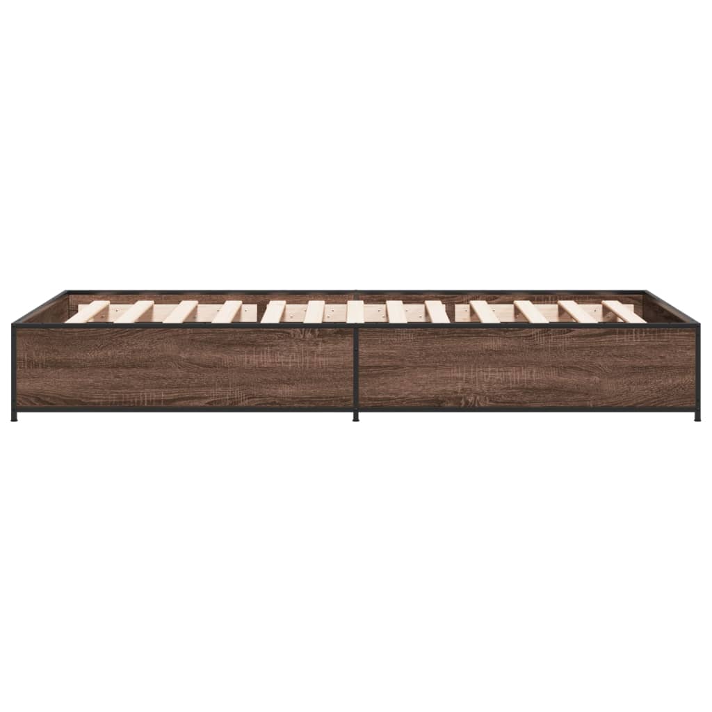 Bed frame without mattress brown oak 75x190 cm