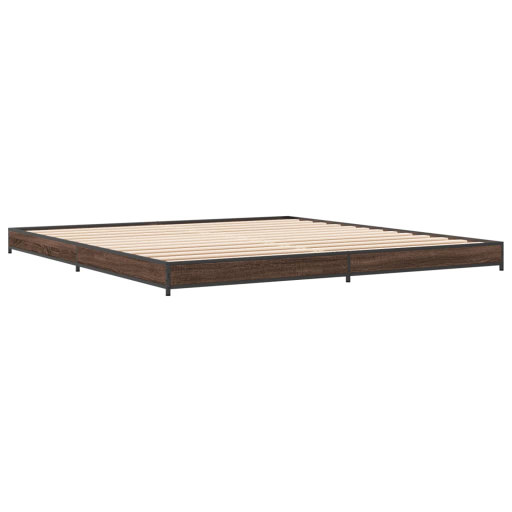 Bed frame without mattress brown oak 200x200 cm