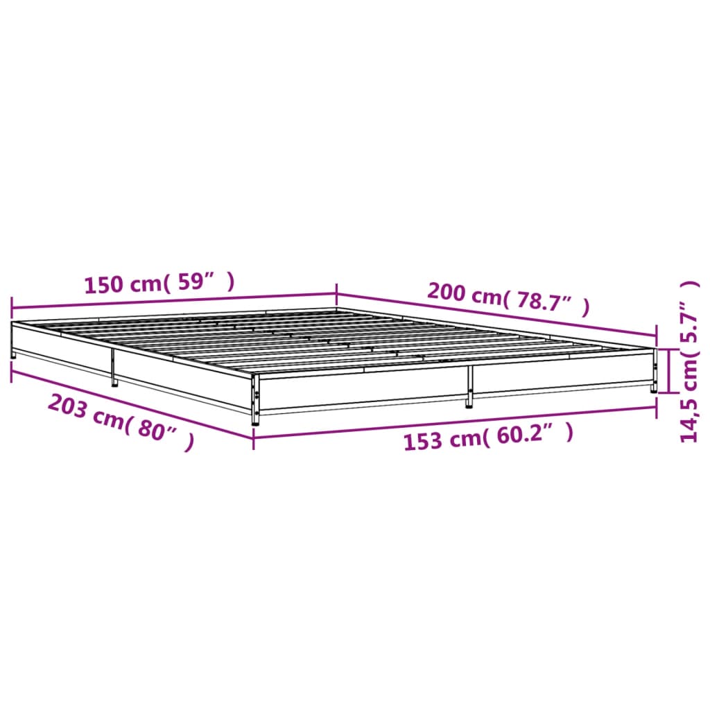 Bed frame without mattress black 150x200 cm