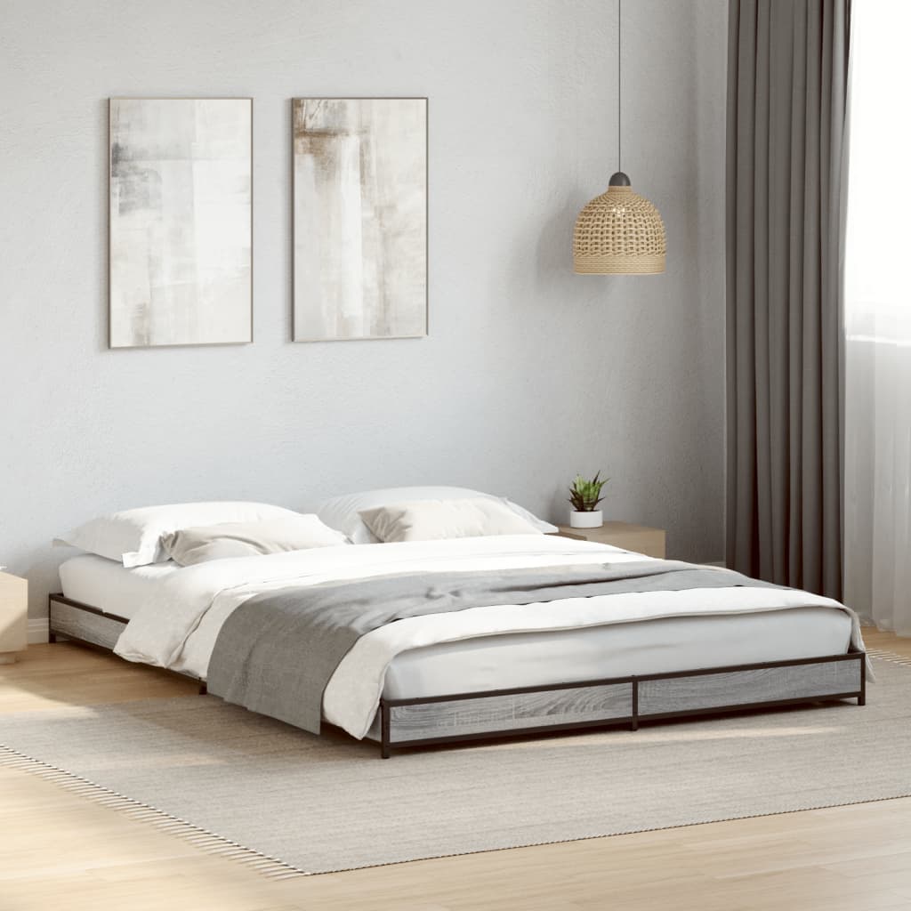 Cadre de lit sans matelas sonoma gris 150x200 cm