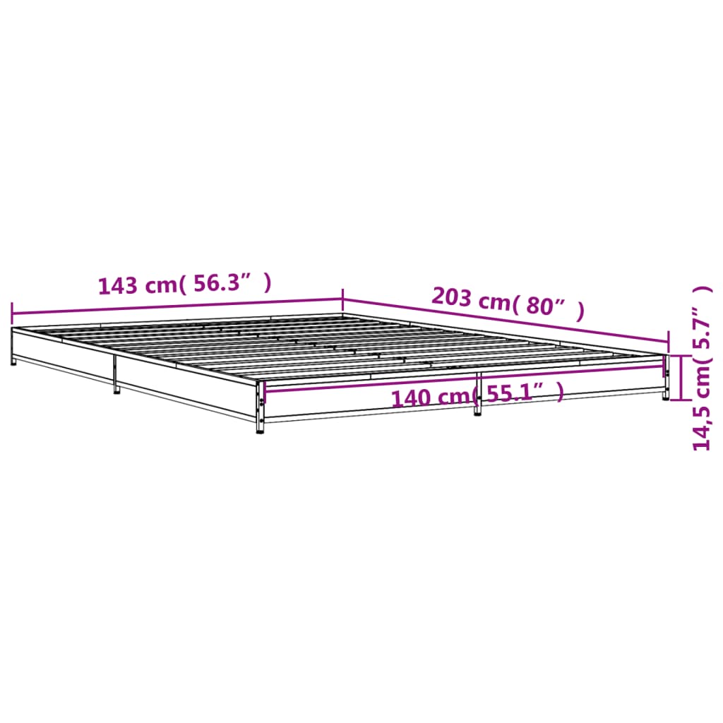 Cadre de lit sans matelas chêne sonoma 140x200 cm