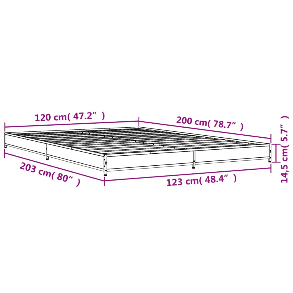 Bettgestell ohne Matratze Sonomagrau 120x200 cm