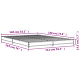 Cadre de lit sans matelas noir 140x190 cm