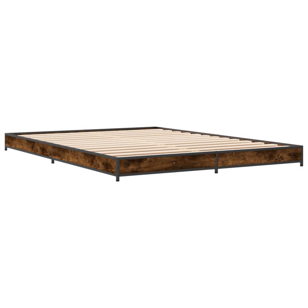 Cadre de lit sans matelas chêne fumé 120x190 cm