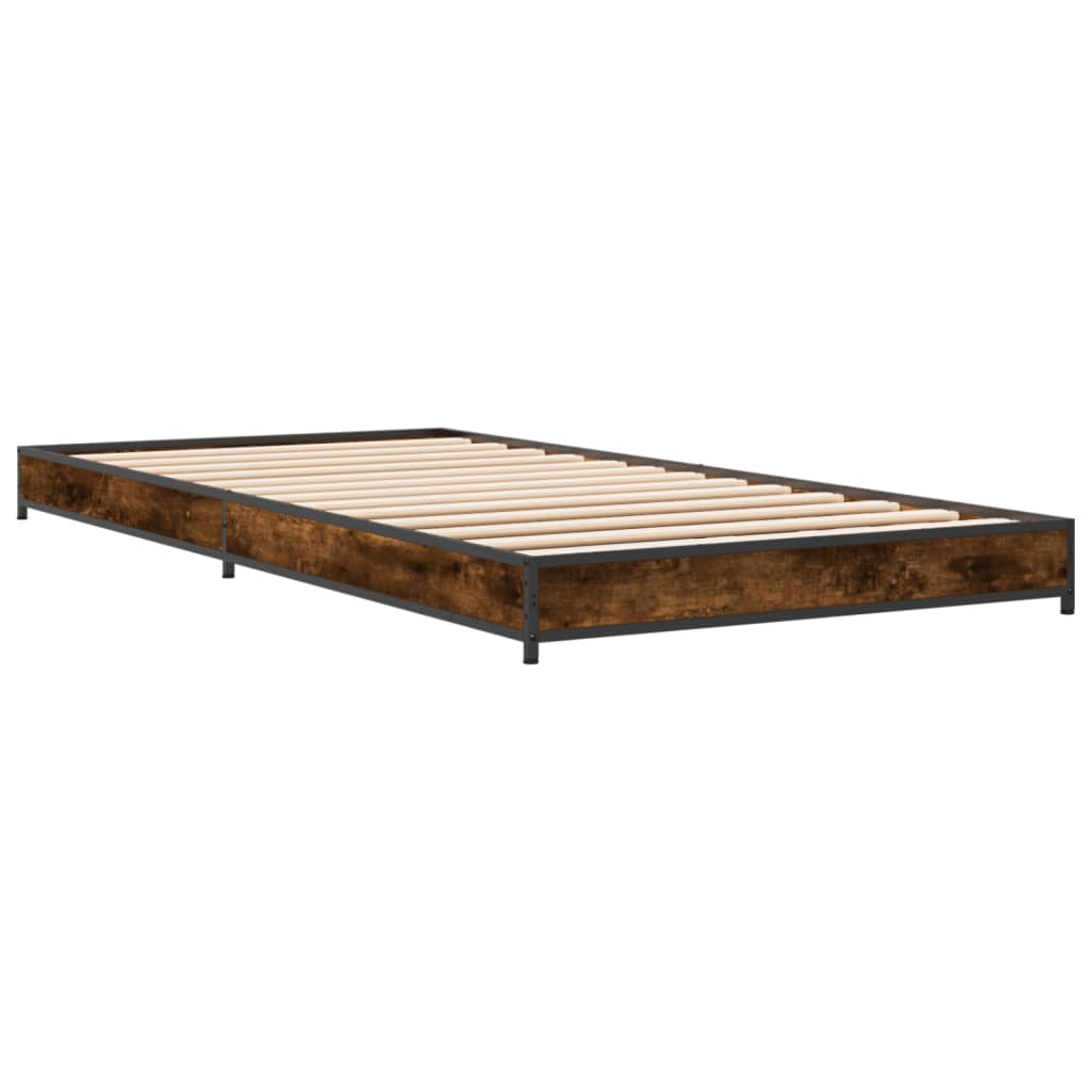 Cadre de lit sans matelas chêne fumé 90x190 cm