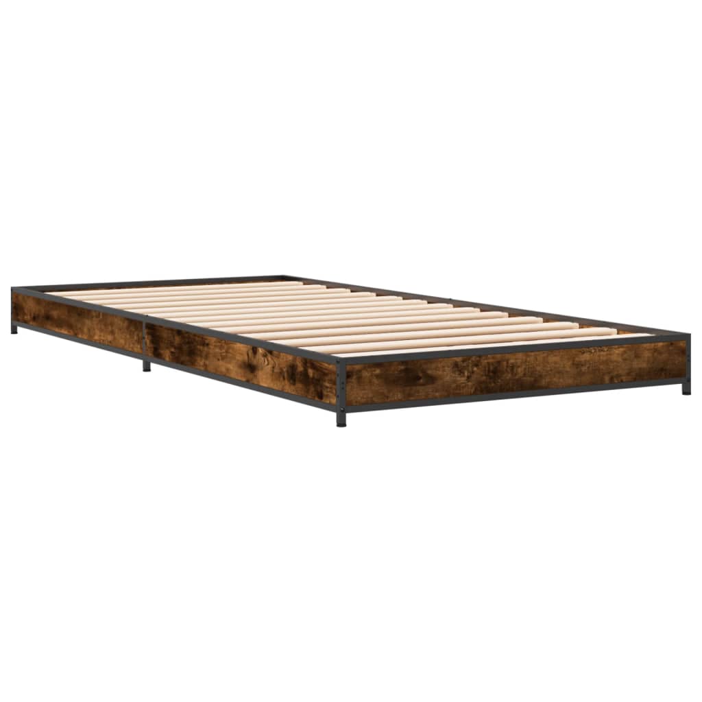 Cadre de lit sans matelas chêne fumé 75x190 cm