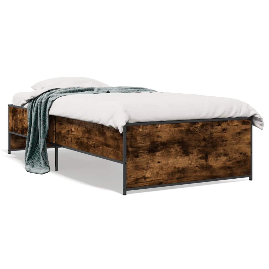 Cadre de lit sans matelas chêne fumé 90x190 cm