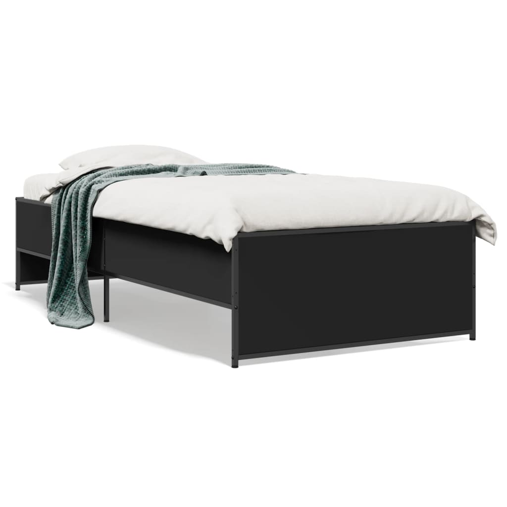 Cadre de lit sans matelas noir 75x190 cm