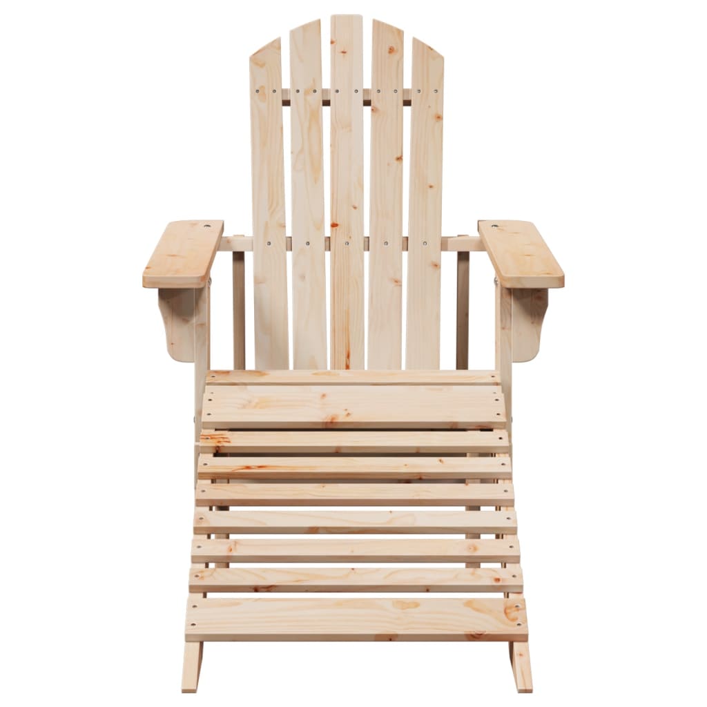 Chaise Adirondack avec pouf bois massif de sapin