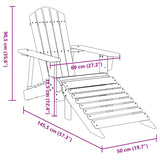 Chaise Adirondack avec pouf bois massif de sapin