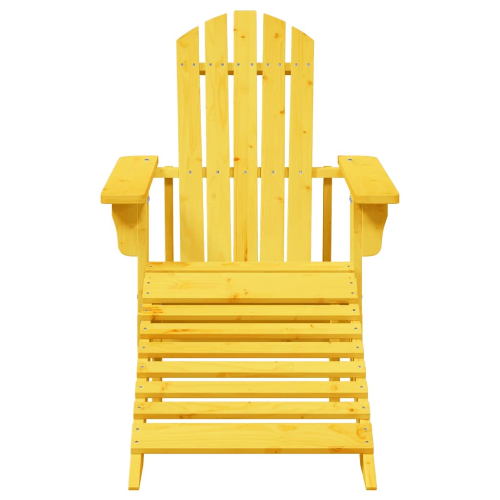 Chaise Adirondack avec pouf jaune bois massif de sapin