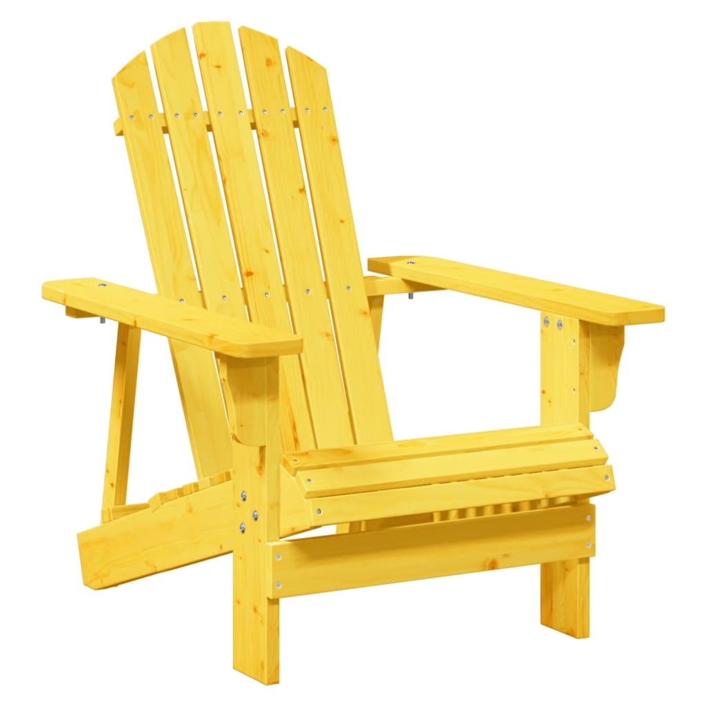 Chaise Adirondack avec pouf jaune bois massif de sapin