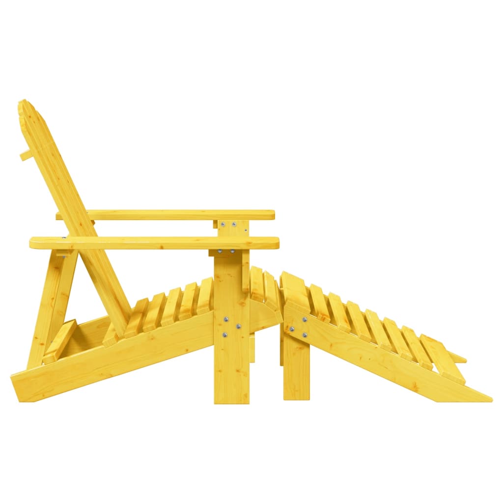 Chaise Adirondack avec pouf jaune bois massif de sapin