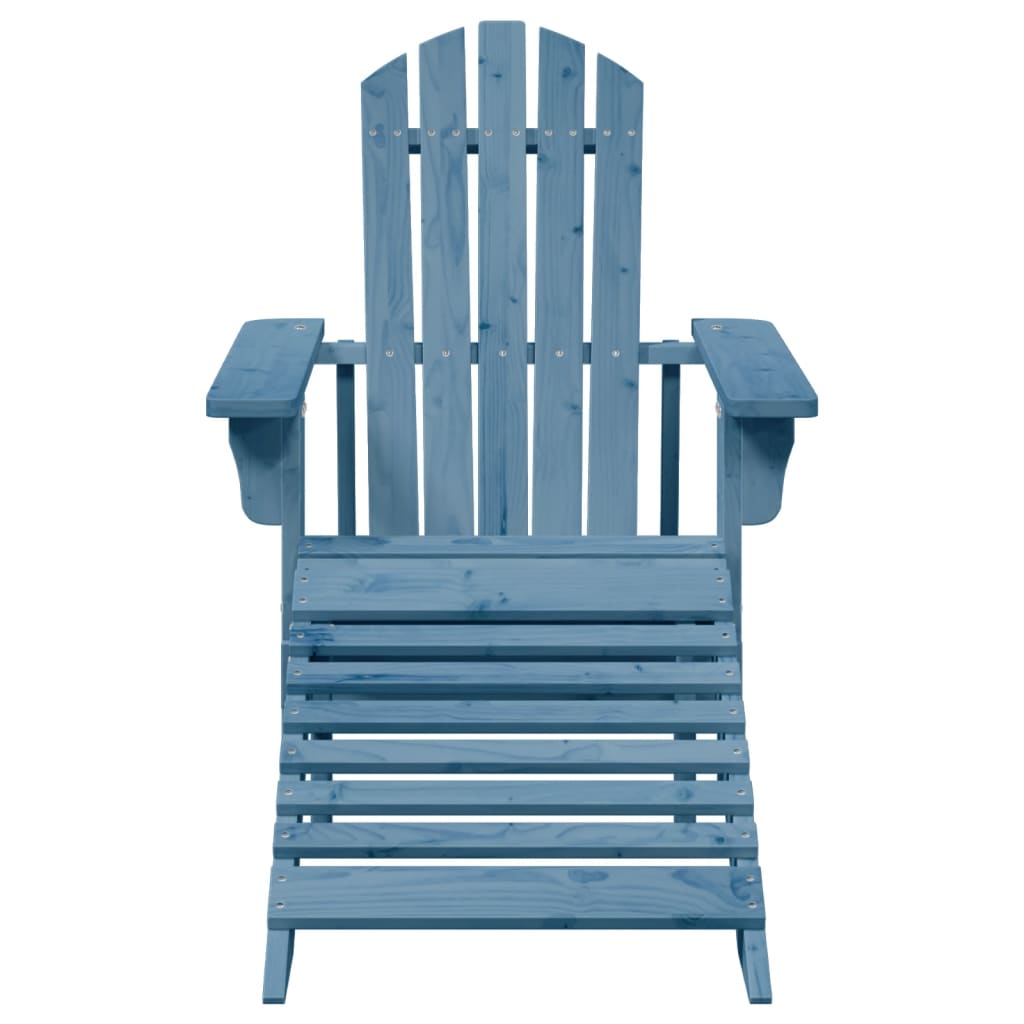 Chaise Adirondack avec pouf bleu bois massif de sapin