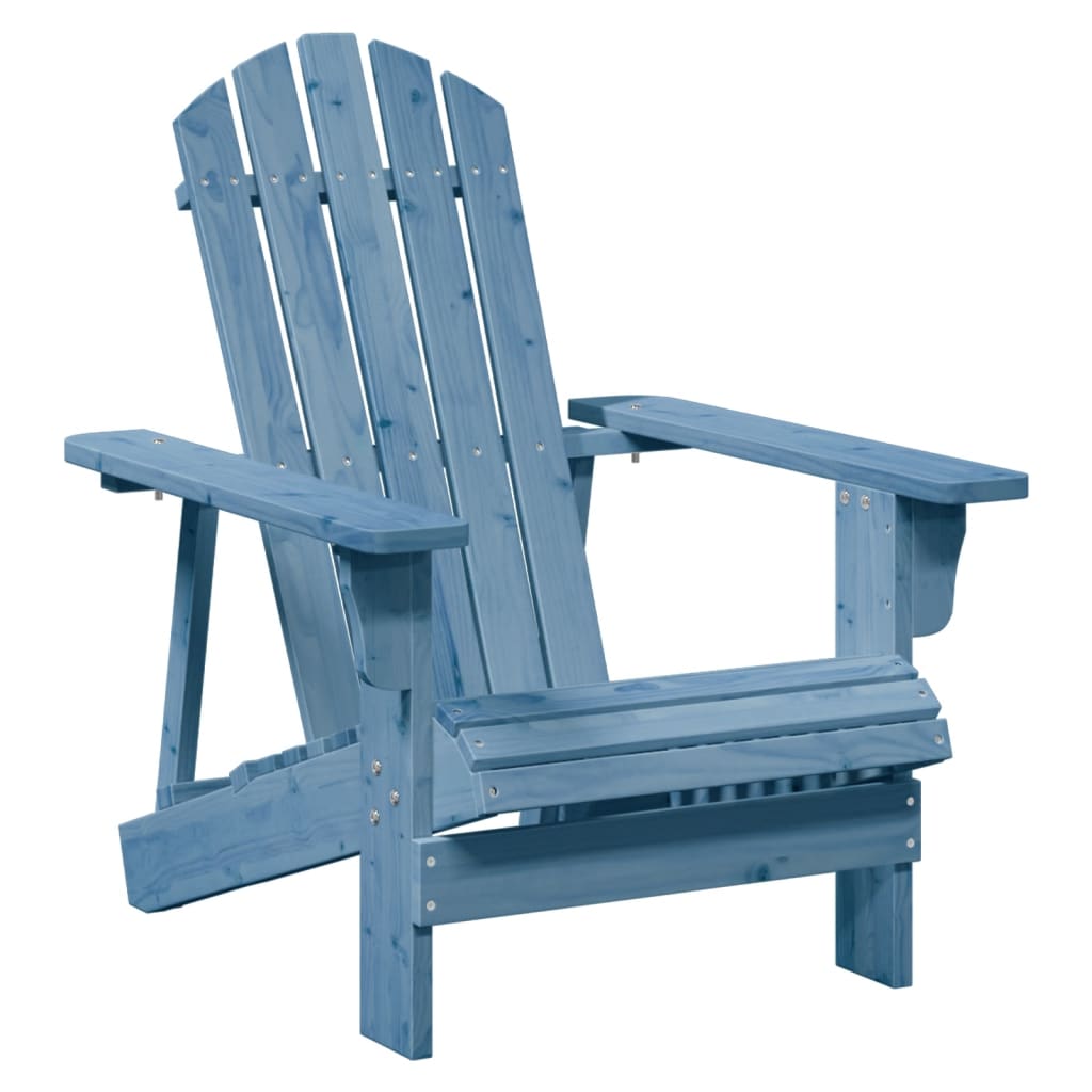 Chaise Adirondack avec pouf bleu bois massif de sapin