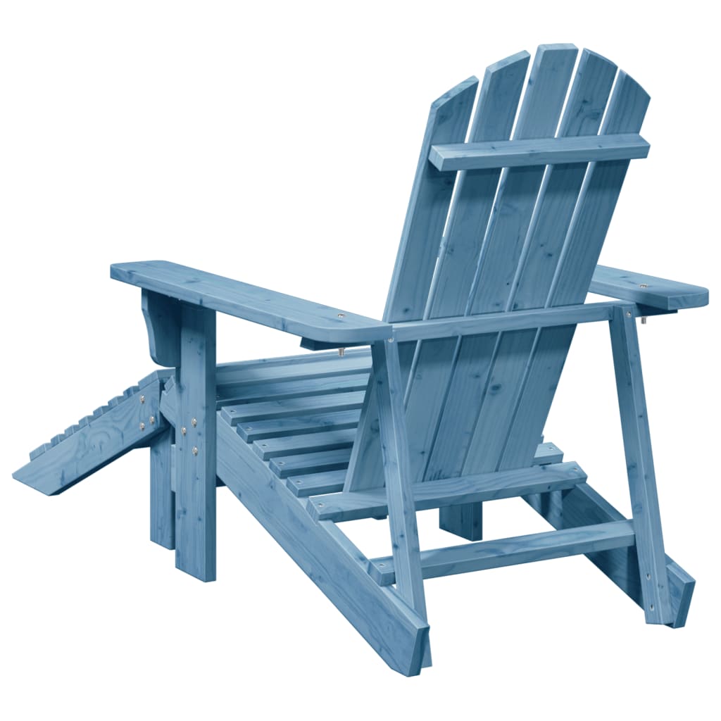 Chaise Adirondack avec pouf bleu bois massif de sapin