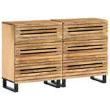 Sideboards 2 Stück 60x34x75 cm rohes massives Mangoholz