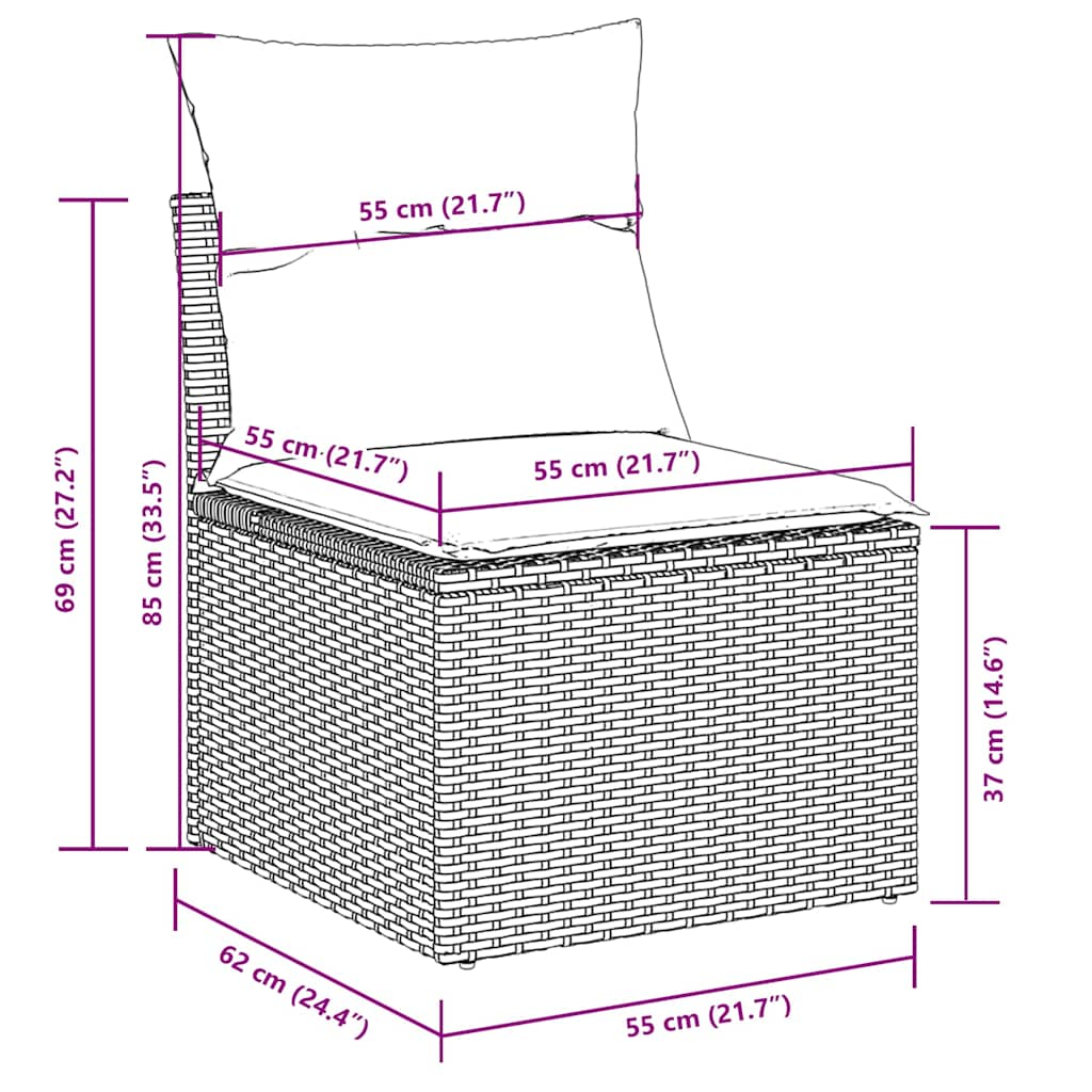 Salon de jardin avec coussins 10 pcs gris clair résine tressée