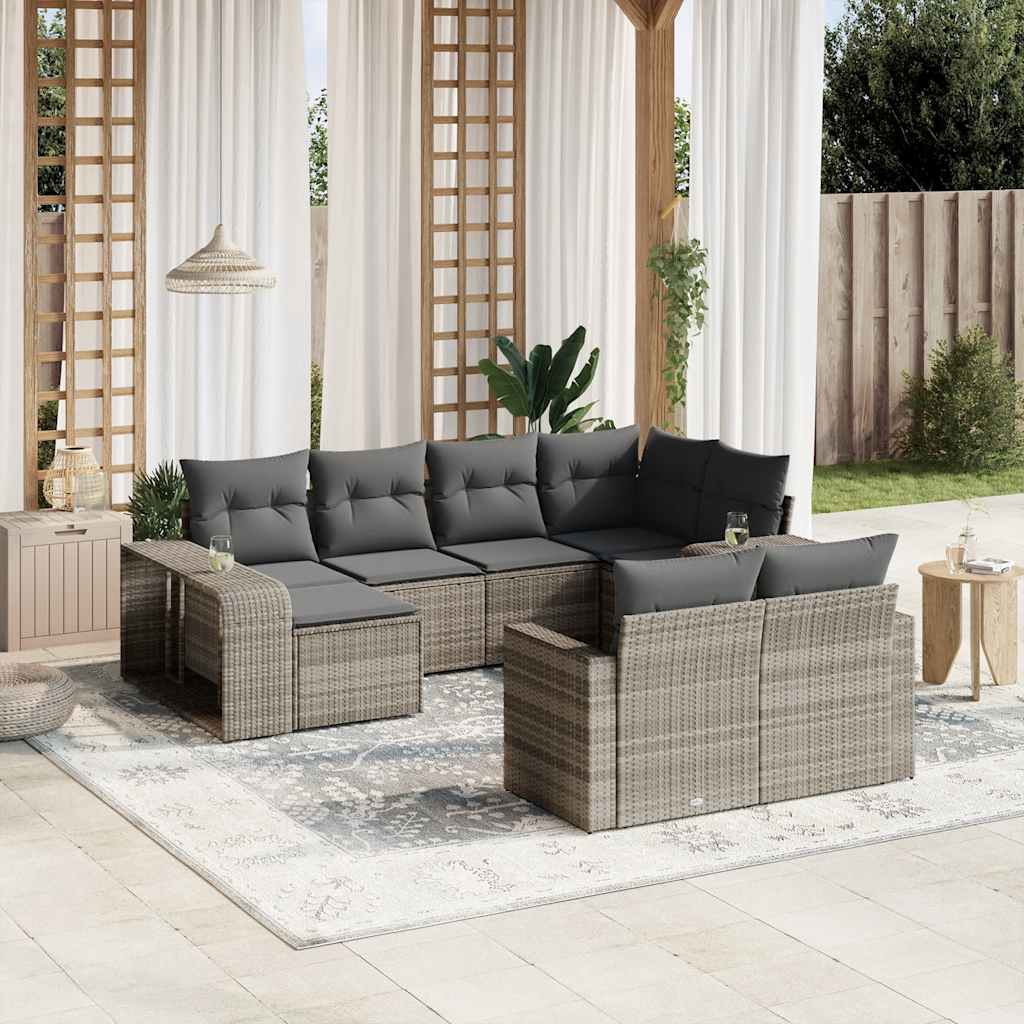 Salon de jardin avec coussins 10 pcs gris clair résine tressée