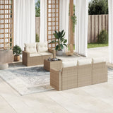 Salon de jardin avec coussins 6 pcs beige résine tressée