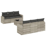 Garden furniture set with cushions 7 pcs light grey resin wicker