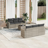 Garden furniture set with cushions 7 pcs light grey resin wicker