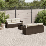 Salon de jardin avec coussins 7 pcs marron résine tressée