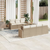 Salon de jardin avec coussins 8 pcs beige résine tressée