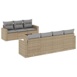 Salon de jardin avec coussins 8 pcs beige résine tressée