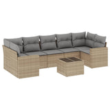 Salon de jardin avec coussins 8 pcs beige résine tressée