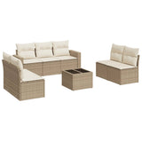 Salon de jardin avec coussins 8 pcs beige résine tressée