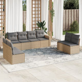 Salon de jardin avec coussins 8 pcs beige résine tressée