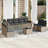 Salon de jardin avec coussins 9 pcs beige résine tressée