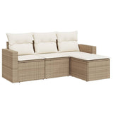 Salon de jardin avec coussins 4 pcs beige résine tressée