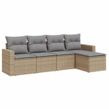 Salon de jardin avec coussins 5 pcs beige résine tressée