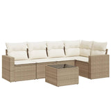 Salon de jardin avec coussins 6 pcs beige résine tressée