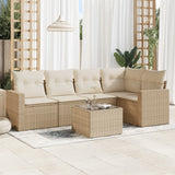 Salon de jardin avec coussins 6 pcs beige résine tressée