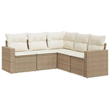 Salon de jardin avec coussins 5 pcs beige résine tressée