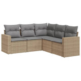 Salon de jardin avec coussins 5 pcs beige résine tressée