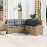 Salon de jardin avec coussins 5 pcs beige résine tressée