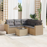 Salon de jardin avec coussins 6 pcs beige résine tressée