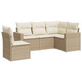 Salon de jardin avec coussins 5 pcs beige résine tressée