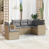 Salon de jardin avec coussins 5 pcs beige résine tressée