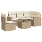 Salon de jardin avec coussins 6 pcs beige résine tressée