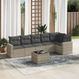 Salon de jardin avec coussins 7 pcs gris clair résine tressée