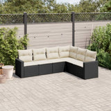 Salon de jardin 6 pcs avec coussins noir résine tressée