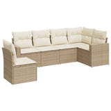 Salon de jardin avec coussins 6 pcs beige résine tressée