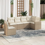 Salon de jardin avec coussins 6 pcs beige résine tressée