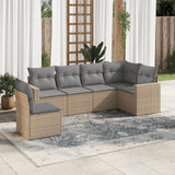 Salon de jardin avec coussins 6 pcs beige résine tressée