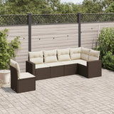 Salon de jardin avec coussins 6 pcs marron résine tressée